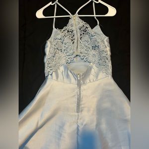 Selling a light blue homecoming dress, size 1, open back
